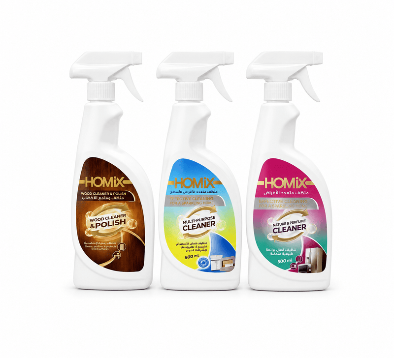 Home Care Set (Wood cleaner polish, Multi purpose cleaner , Fridge & microwave cleaner) - HOMIX GROUP